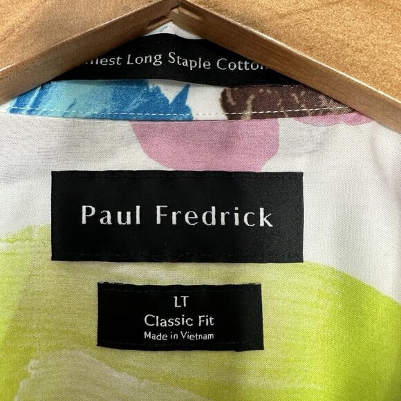 Paul Fredrick Classic Fit Shirt Mens Size L Tall Button up Short Sleeve White - Picture 5 of 8